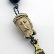 Antique Rosary carved Jesus Skull Mary Cross 18C Religious Catholic French (7669
