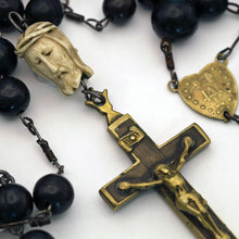 Antique Rosary carved Jesus Skull Mary Cross 18C Religious Catholic French