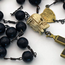 Antique Rosary carved Jesus Skull Mary Cross 18C Religious Catholic French