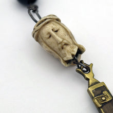 Antique Rosary carved Jesus Skull Mary Cross 18C Religious Catholic French (7669