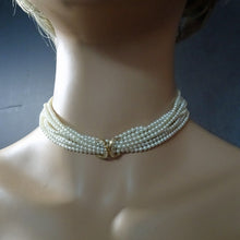 CARTIER necklace vintage 18k gold diamonds multistrand pearls Signed box (7688)