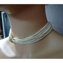 CARTIER necklace vintage 18k gold diamonds multistrand pearls Signed box (7688)