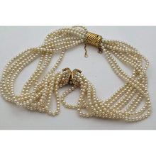 CARTIER necklace vintage 18k gold diamonds multistrand pearls Signed box (7688)