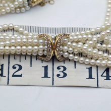CARTIER necklace vintage 18k gold diamonds multistrand pearls Signed box (7688)