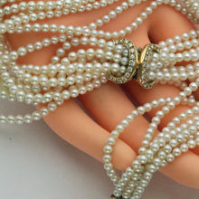 CARTIER necklace vintage 18k gold diamonds multistrand pearls Signed box (7688)