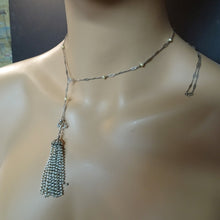 Antique Belle Epoque Art Deco Necklace Tassel gold silver diamonds pearls (7700)