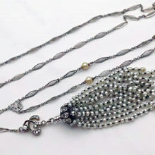 Antique Belle Epoque Art Deco Necklace Tassel gold silver diamonds pearls
