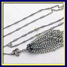 Antique Belle Epoque Art Deco Necklace Tassel gold silver diamonds pearls (7700)