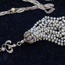 Antique Belle Epoque Art Deco Necklace Tassel gold silver diamonds pearls
