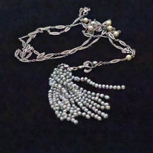 Antique Belle Epoque Art Deco Necklace Tassel gold silver diamonds pearls (7700)