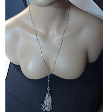 Antique Belle Epoque Art Deco Necklace Tassel gold silver diamonds pearls (7700)