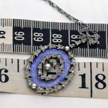 Antique Necklace pendant platinum gold diamonds pearls guilloche enamel (7702)