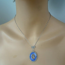 Antique Necklace pendant platinum gold diamonds pearls guilloche enamel (7702)