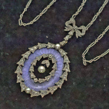 Antique Necklace pendant platinum gold diamonds pearls guilloche enamel (7702)