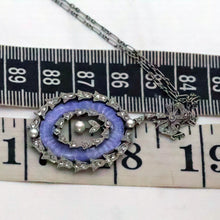 Antique Necklace pendant platinum gold diamonds pearls guilloche enamel (7702)