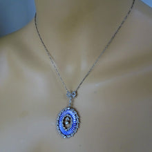 Antique Necklace pendant platinum gold diamonds pearls guilloche enamel (7702)