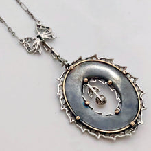 Antique Necklace pendant platinum gold diamonds pearls guilloche enamel (7702)