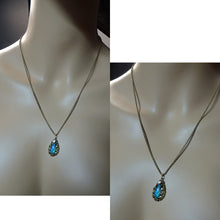 Art Nouveau Arts & Crafts pendant necklace black opal diamond gold American(7703)