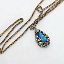 Art Nouveau Arts & Crafts pendant necklace black opal diamond gold American(7703)