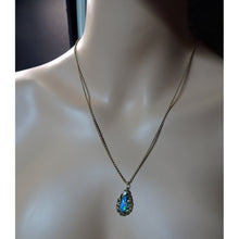 Art Nouveau Arts & Crafts pendant necklace black opal diamond gold American(7703)
