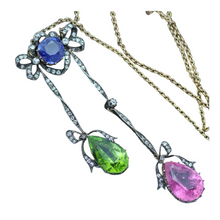 Necklace Victorian Belle Epoque Sapphire Gem Diamonds Gold w Appraisal (6219)