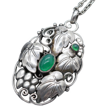 Art Nouveau Jugendstil Pendant Silver Chrysoprase Signed Theodor Fahrner (6311)