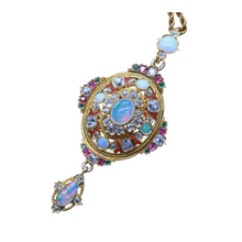 Victorian Pendant Gold diamonds opals rubies emeralds enamel Holbeinesque (6517)