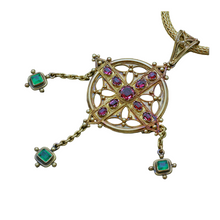 John Brogden Pendant Necklace Ruby Emerald 15ct Gold Renaissance Revival (6557)