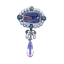 Wolfers Victorian Brooch Gold Pearl Pink Topaz Emerald Diamond Appraisal (6567)