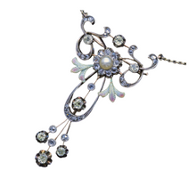 Antique Russian Pendant Necklace Brooch Diamonds Pearl Enamel Gold Silver (6572)