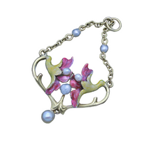 Antique Art Nouveau Pendant 15ct Gold Enamel Pearls English / USA c1900 (6733)