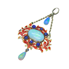 Giuliano Antique Victorian Pendant 18k Gold Opals Sapphires Enamel Revival (6770)