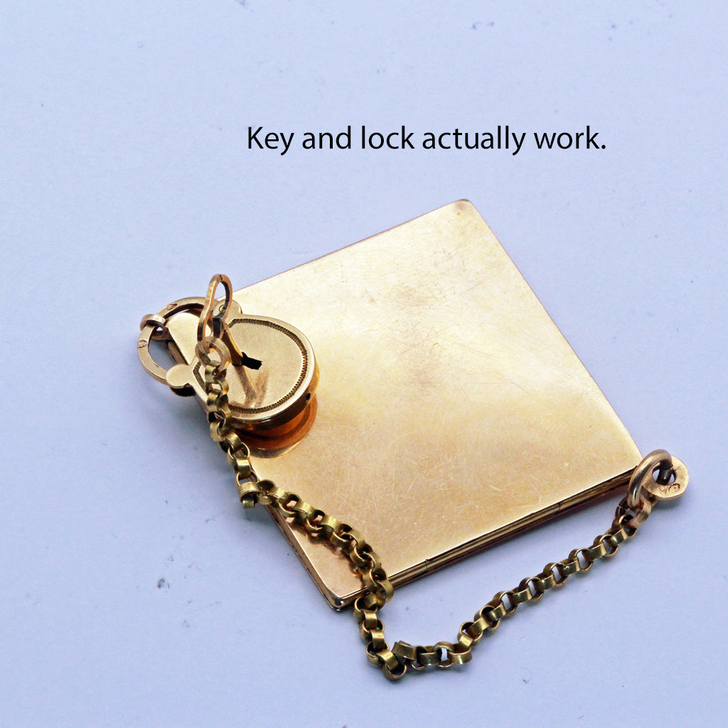 Antique Georgian Picture Locket Pendant Fob w Lock, Key 18k Gold Unisex (6876)
