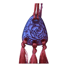 Antique Rene Lalique Pendant Necklace Red Orange Glass Original silk Cords (7214)