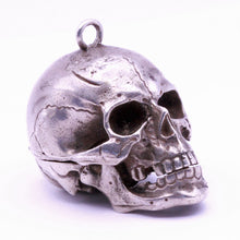 Antique Vintage silver skull pendant opens Man's Biker Memento Mori Goth (7347)