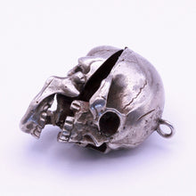 Antique Vintage silver skull pendant opens Man's Biker Memento Mori Goth (7347)