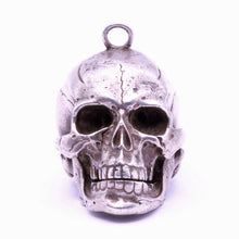 Antique Vintage silver skull pendant opens Man's Biker Memento Mori Goth (7347)