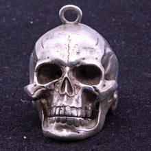 Antique Vintage silver skull pendant opens Man's Biker Memento Mori Goth (7347)