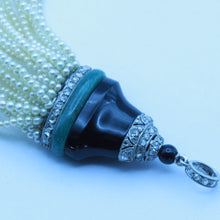 Cartier Antique Art Deco pendant platinum diamonds onyx jade pearls (7382)