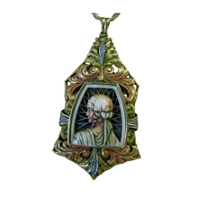 FUSET y GRAU Antique Art Nouveau - Deco Pendant gold diamonds enamel cameo (7459)