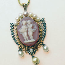 Antique Victorian pendant gold diamonds pearls hardstone cameo American (7475)
