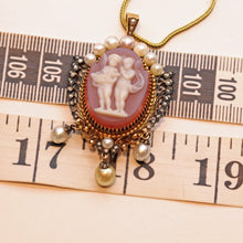 Antique Victorian pendant gold diamonds pearls hardstone cameo American (7475)