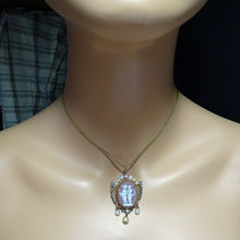 Antique Victorian pendant gold diamonds pearls hardstone cameo American (7475)
