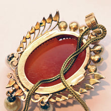 Antique Victorian pendant gold diamonds pearls hardstone cameo American (7475)
