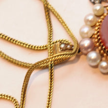 Antique Victorian pendant gold diamonds pearls hardstone cameo American (7475)