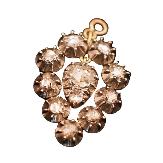 Antique Georgian pendant heart silver gold diamonds 18th century French (7560)