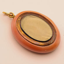 Antique Georgian Victorian pendant locket fairy gold enamel cherub pink (7566)