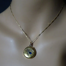 Antique Victorian pendant Cutter case Gold sapphire diamonds Bug Fly chain (7567)