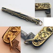 Antique Art Nouveau pendant pocket knife pen knife gold nymph floral German(7579)