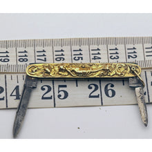 Antique Art Nouveau pendant pocket knife pen knife gold nymph floral German(7579)